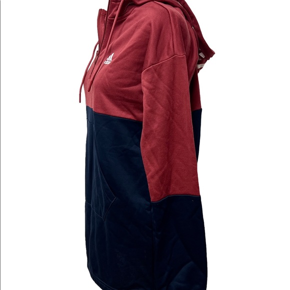 NWT Adidas Womens Hooded Sweat Pullover Top Maroon/Navy Size XS - Picture 7 of 12